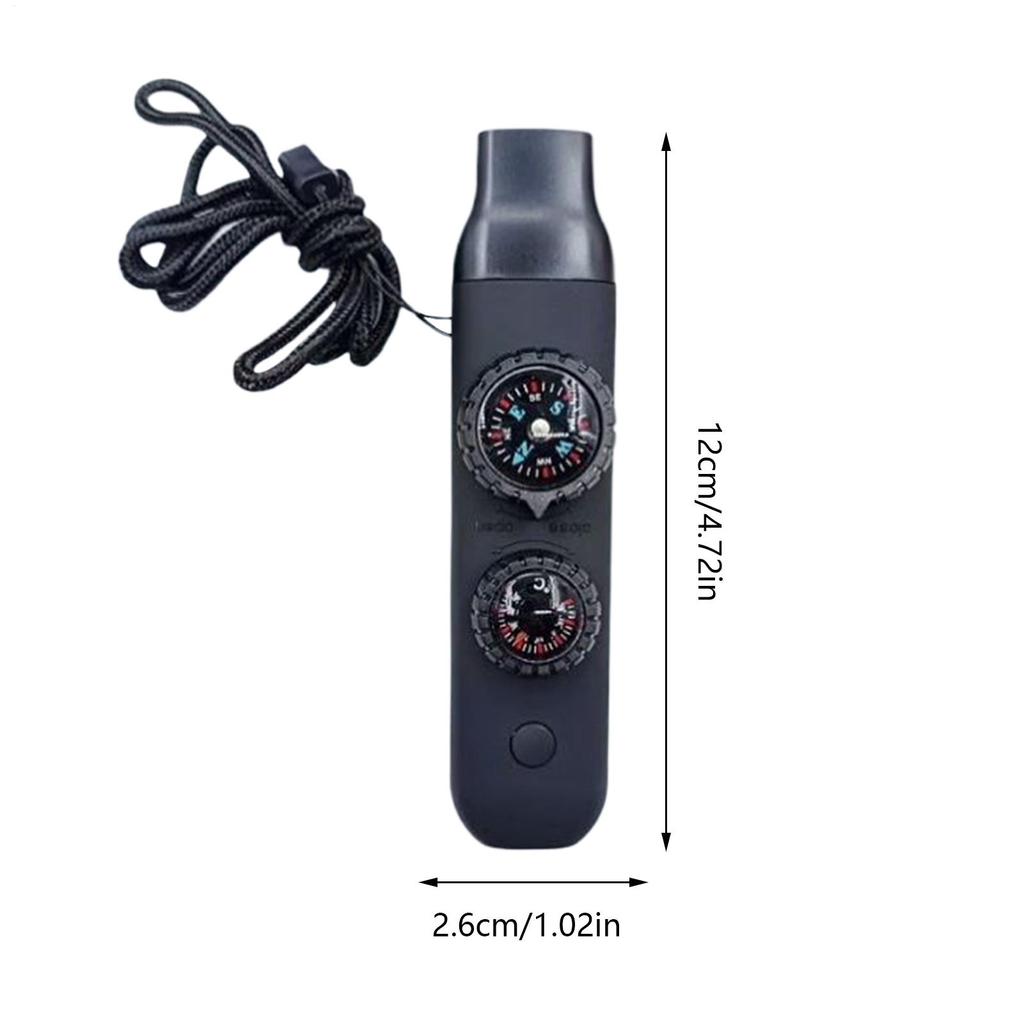 Survival Whistle with Compass Loud Sound Survival Whistle with Light Mountaineering Hiking Safety Gear with Temperature Gauge