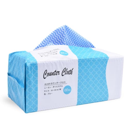 ASYUNY Counter Cloths, Blue, Large Pack of 100, 30 X 60cm, Disposable Nonwoven Cloths, Table Dusters, Commercial Use (Blue)