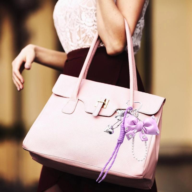 Black Artificial Pearls Bows Bag Accessory Purse Decoration Rope Keychain Adds Style and Sophistication To Any Outfit
