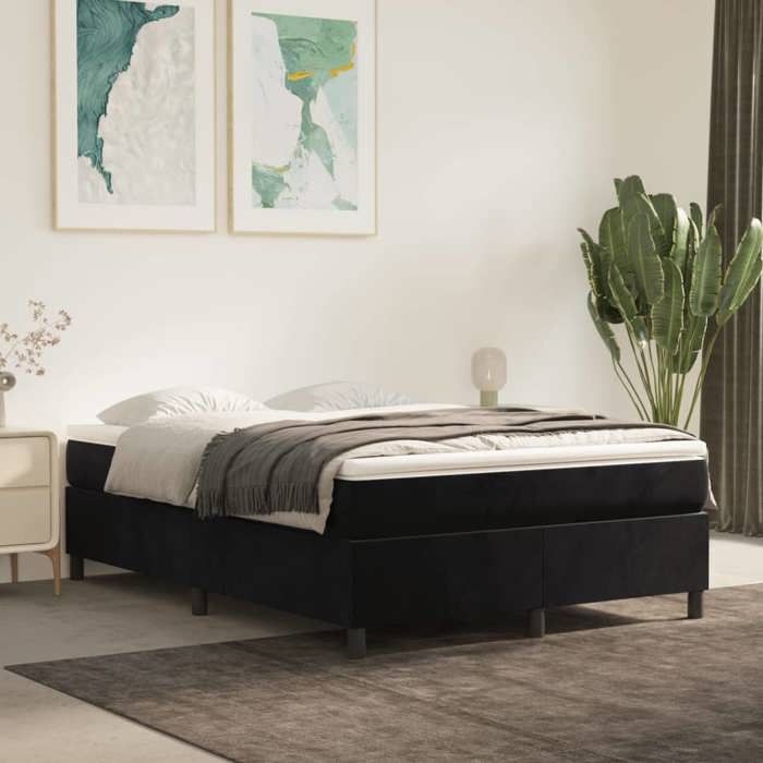 Cadre de lit avec matelas - Maison Exclusive - Noir - 140x190 cm - Velours doux