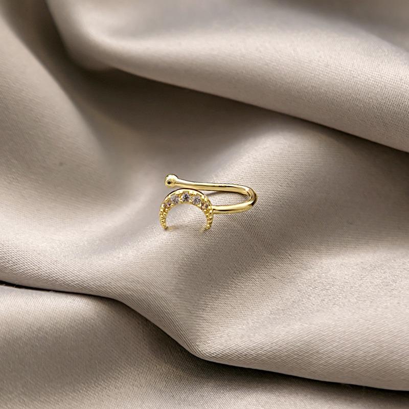 Perforated U-shaped Nose Clip Retro and Cold Style Bow Accessory Moon Octagonal Star Diamond-encrusted Nose Decoration