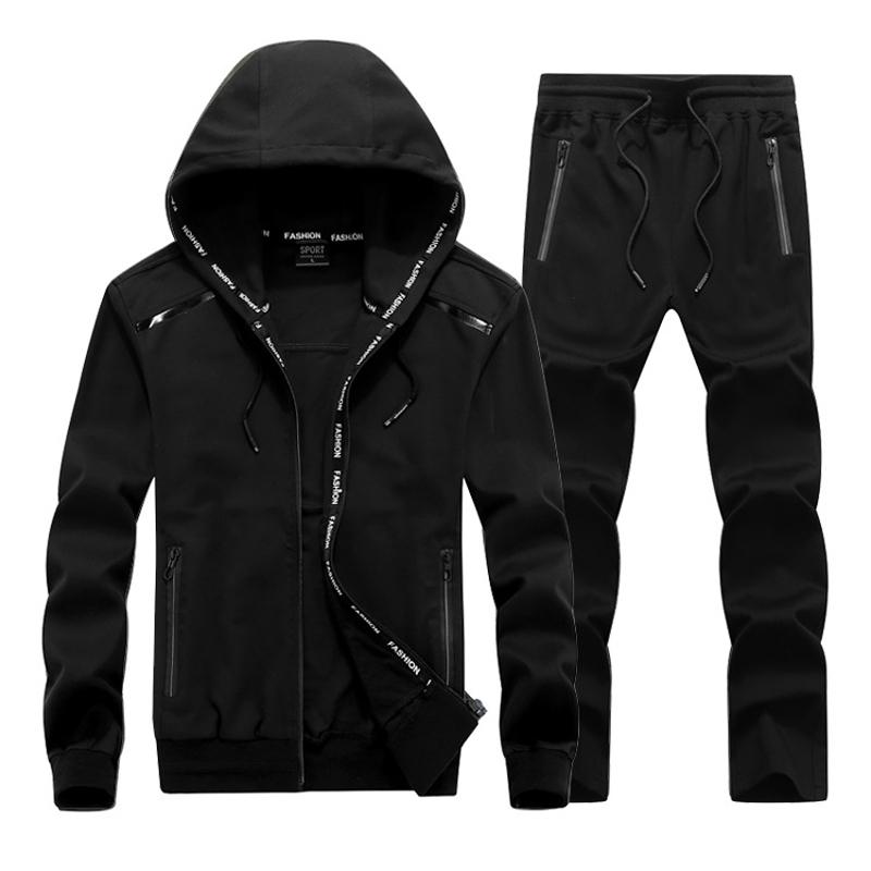Conjunto masculino primavera outono roupas esportivas masculinas plus size jaqueta com capuz calças masculinas agasalho