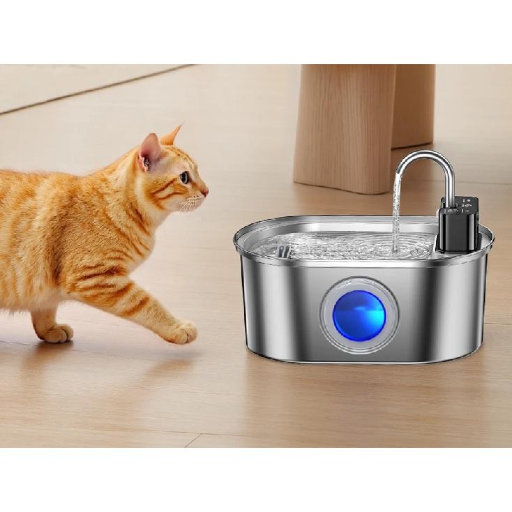 ROJECO Stainless Steel Cat Water Fountain 4000mAh Sensor Smart Automatic Pet Water Dispenser For Cat Dog Pet Drinking Fountain