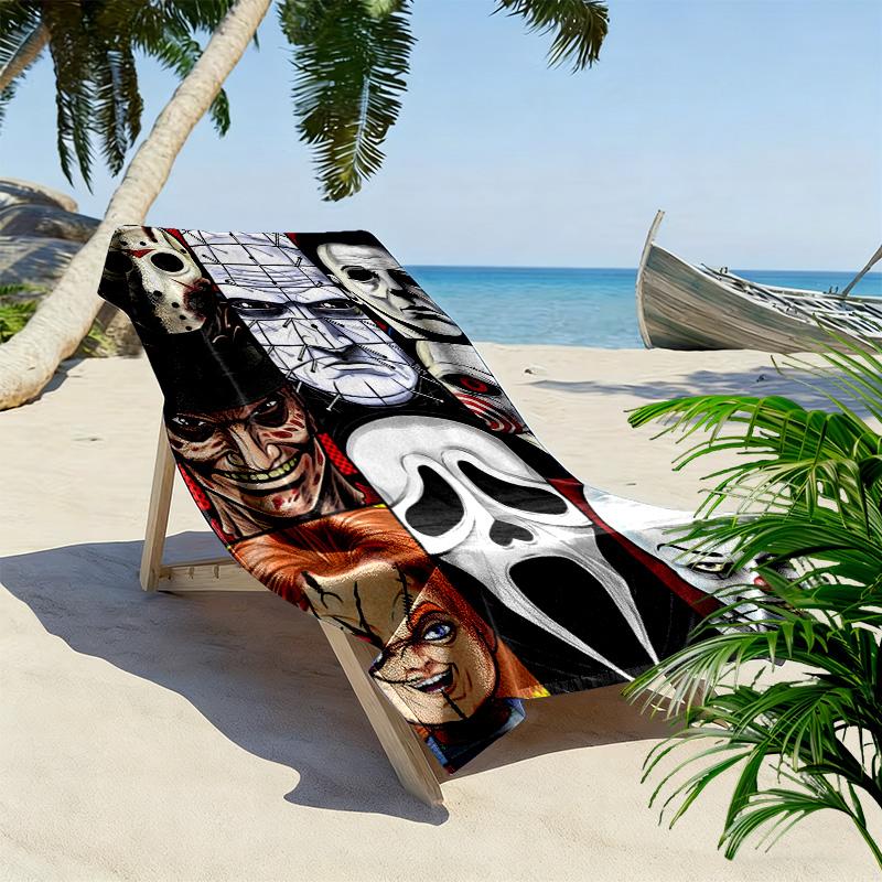 Telo Mare con Stampa Film Horror, Grande Morbido Asciugatura Rapida per Spiaggia Campeggio Nuoto