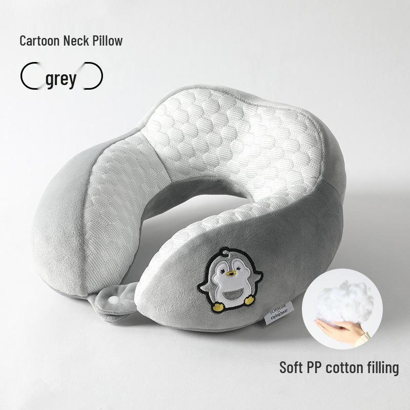 Cartoon U-shaped Neck Support Pillow - Crystal Velvet & PP Cotton