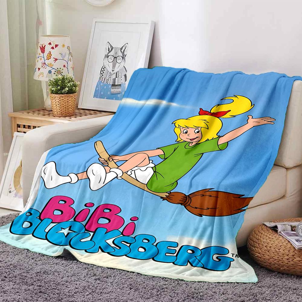 Bibi Blocksberg Theme Printed Blanket - Perfect for Couch, Bed, Travel & Outdoor Use | Machine Washable, Cozy & Durable.