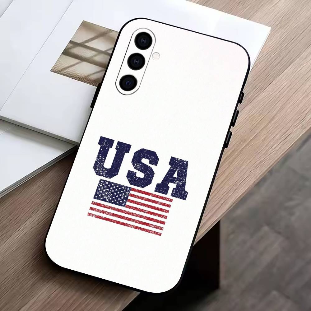 

The American flag Phone Case Black Silicone Soft For Samsung Galaxy A73,A72,A71,A70,A53,A52,A51 Samsung a21