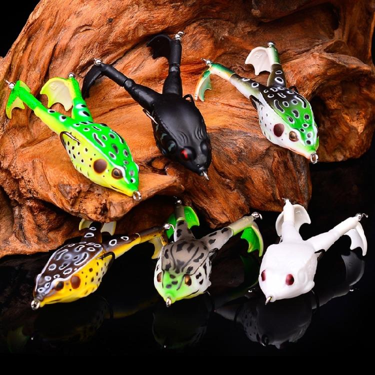 3Pcs Soft Fishing Lures Propeller 3D Fishing Baits Frogs Topwater Swimming Lures Double Hook Frogs Baits Artificial Baits