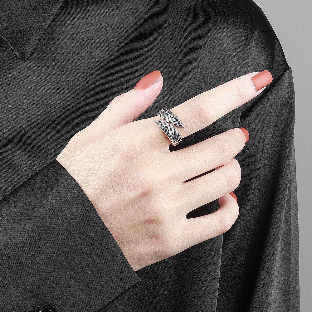 Vintage Angel And Devil Wing Couple Rings Personalized Open Design Matching Bands For Men And Women Jewelry