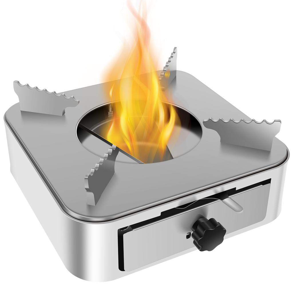 Portable Camping Stove Stainless Steel Camping Stove with Adjustable Firepower Drawer For Outdoor Barbecue Camping Equipment