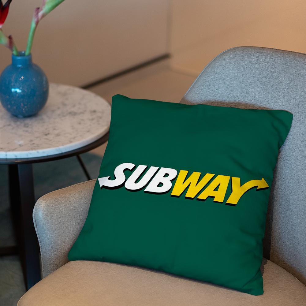 American Restaurant S-Subway-s Cushion Cover 2-in-1 Reversible Plush Pillow Cover | Car/Sofa/Bed | Perfect Gift