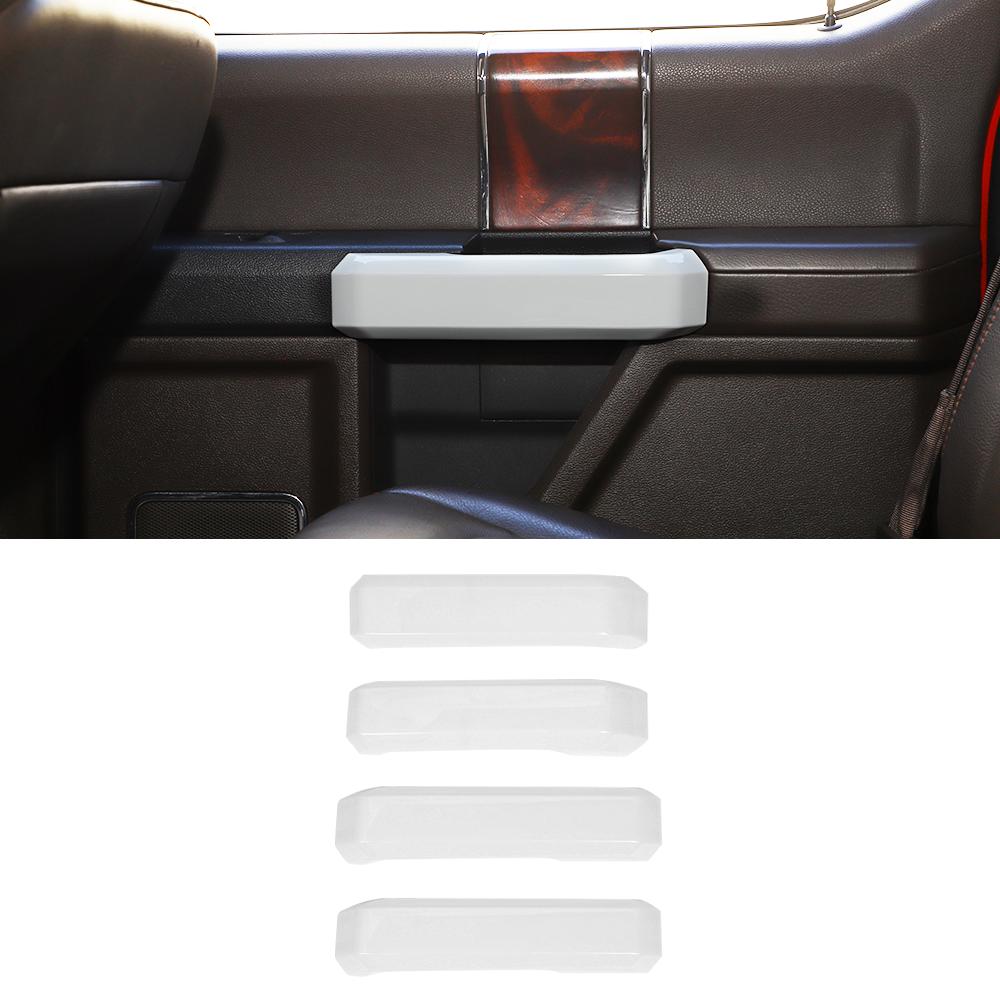 4PCS Car Bright White Interior Side Door Handle Cover Trim For Ford F150 2015-20