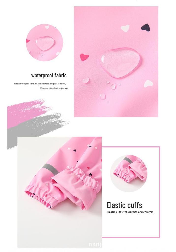 HONEYKING Pink Kids' Waterproof Windbreaker & Rain Pants Set