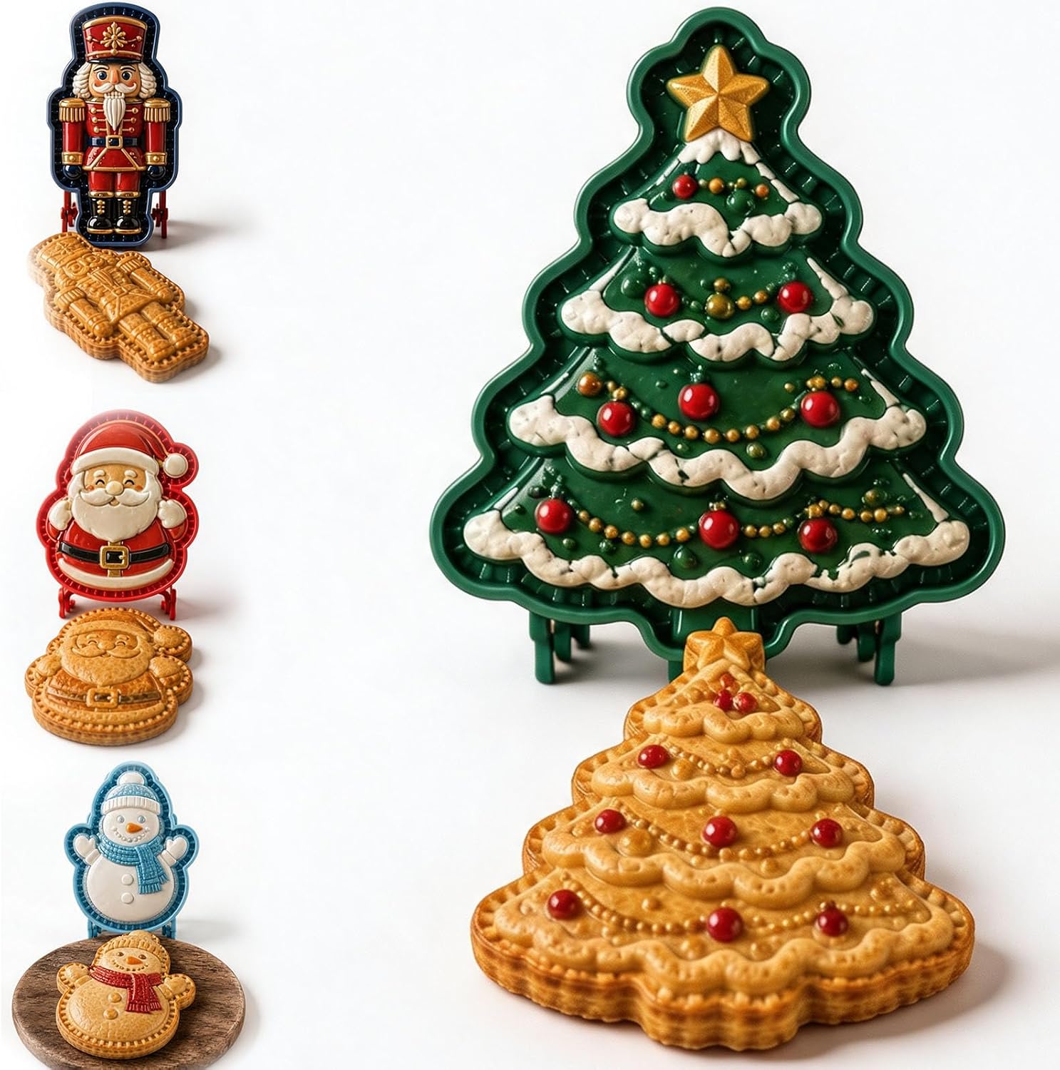 2026 Neues HEISSES Design Mini-Weihnachtskuchenformen, Wiederverwendbare Feiertags-Mini-Kuchenformen Handkuchenformen zum Backen DIY-Formen