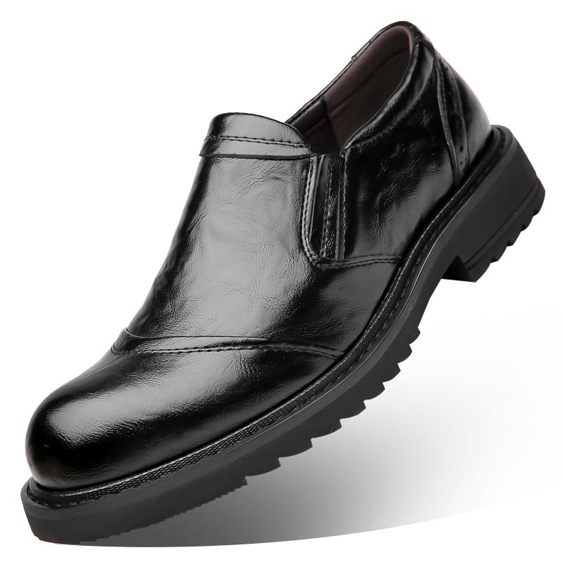 

Мужская обувь из натуральной коровьей кожи, деловая повседневная обувь с подошвой тройной прошивки для мужчин среднего и пожилого возраста 38 чёрный