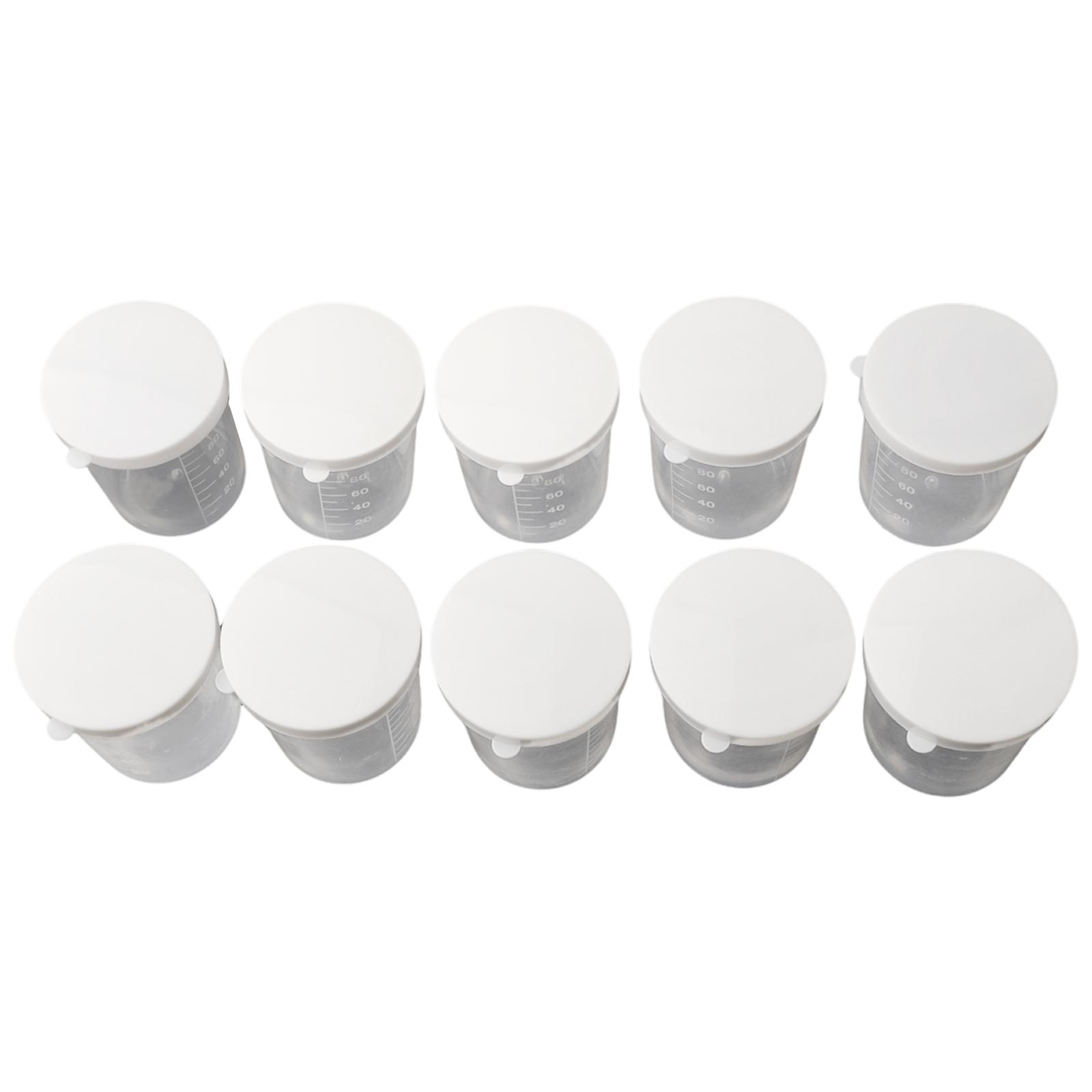 

10PCS 100ml Transparent Medicine Measuring/Measure Cups With Lids Plastic Cups