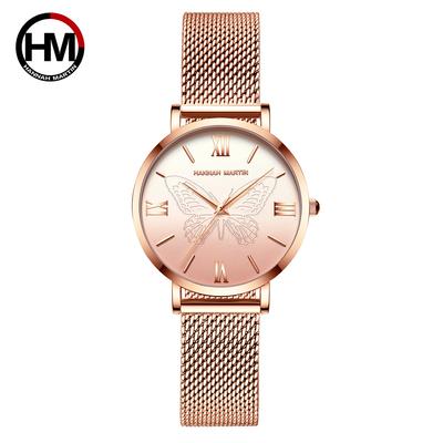 שעוני נשים Japan Quartz Movement 3D Butterfly Top מותג שעוני יד יוקרתיים עמיד למים