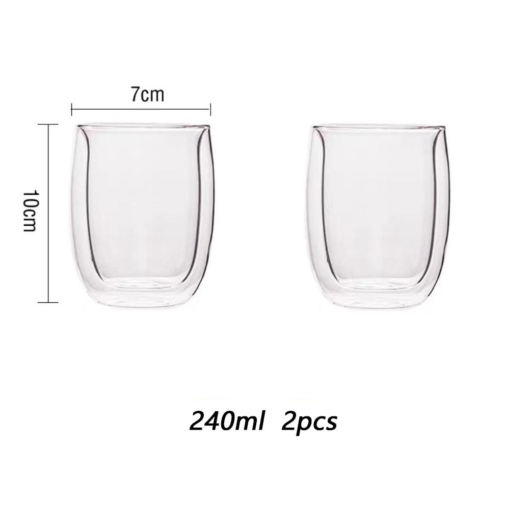 

2/4 шт. Набор из двухслойного стекла для кофе объемом 240/300 мл с изолированным слоем для латте, капучино, термостойкая кружка для молока 240-300ml