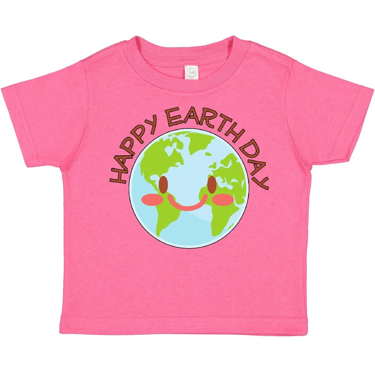 Inktastic Happy Earth Day Toddler kids boys T-Shirt Smiling Countries Face Fun For Kids 140