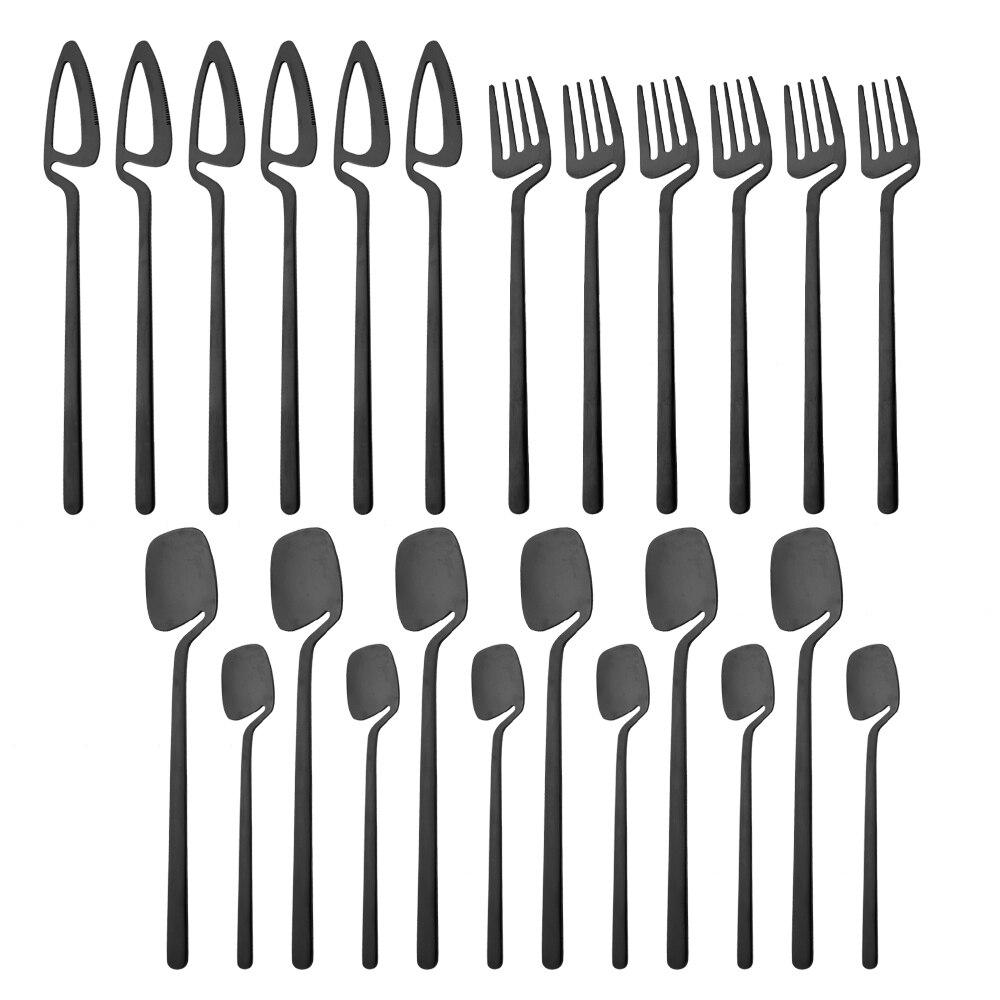 Newest Orange Silver 304 Stainless Steel Dinnerware High Quality 24Pcs Cutlery Set Matte Blue Flatware Knife Fork Spoon Hanging Tableware Set