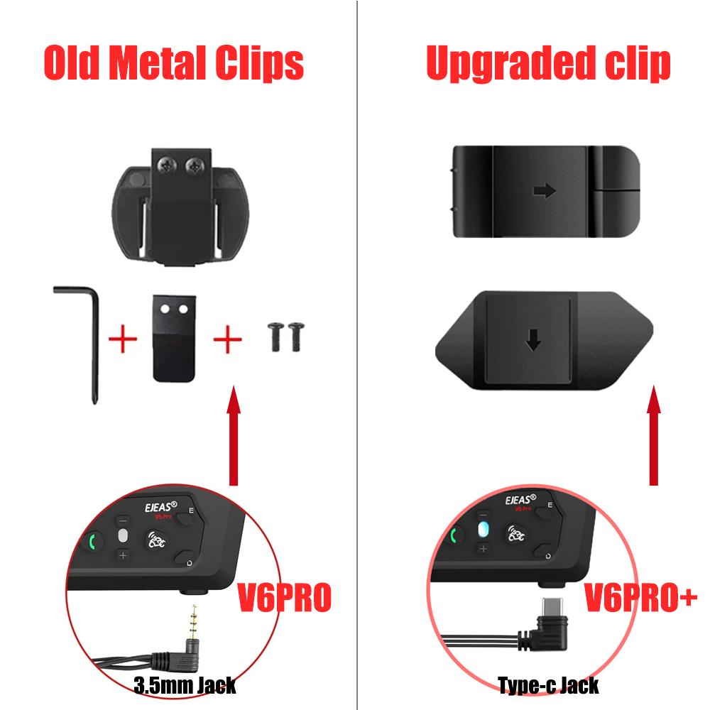 EJEAS V6 Pro+/V4 Plus Microphone Headset Type-C Plug Double-Sided Tape Base Mounting Clip Motorcycle Helmet Intercom Accessories