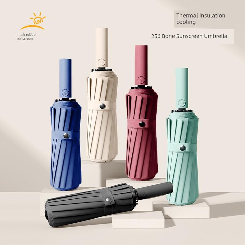 Automatic Umbrella for Men, Enlarged, Thickened, Reinforced, Sun Protection, Sunshade Umbrella, Special for Students Going to School, Dual-Use for