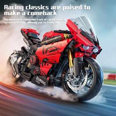 TOYLINX Yüksek Teknoloji 2024 Adet 1:5 Ölçekli Motosiklet Yapı Blokları Şehir Motosikleti Lokomotif Modüler Bloklar Model Oyuncaklar Çocuk Hediyeleri İçin