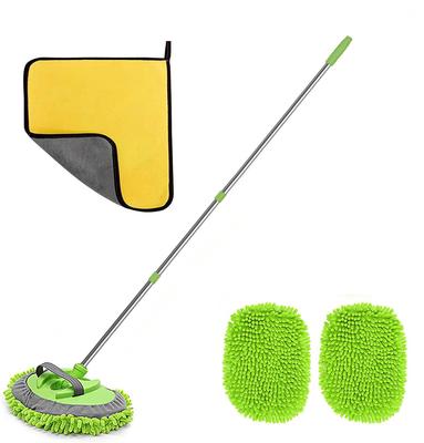 Car Wash Brush Mop 120cm Aluminum Alloy Chenille Fiber Soft Absorbent Sponge Car Washing Supplies for Ceiling Scratch Prevention X Mop Heads Towel &
