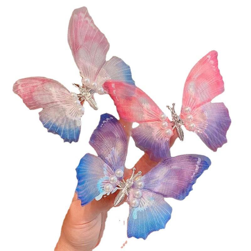 Colorful Glitter Big Butterfly Hair Clip Beautiful Moving Wings Pearl Hairpin For Hairgrip Barrette Hair Accessories