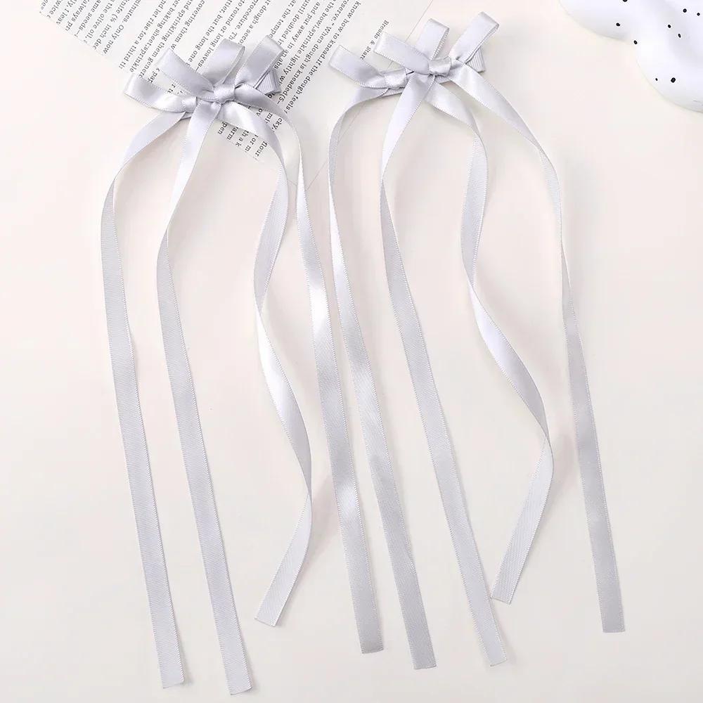 2 Pcs Fabric Hair Bow Hairpin for Women Girls Ribbon Hair Clips Headwear Black White Bow Top Clip Female Hair Accessories