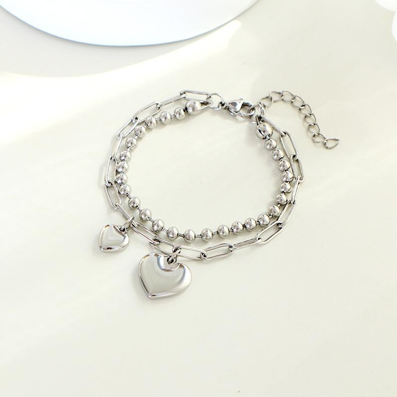 Hip-hop cold wind double-layer love bracelet design hipster personality ins simple hand jewelry