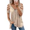 New Foreign Style Women's T-Shirt V-Neck Zipper Printed Loose Casual Top