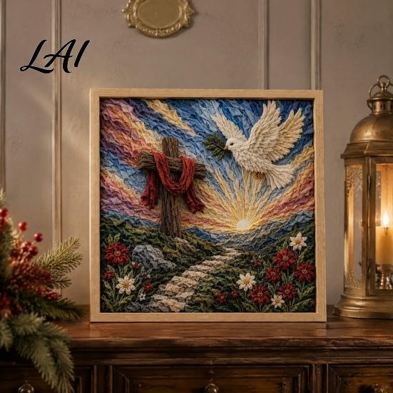 Christian Home Decor Projects 3D Fabric Poke Art Kit for Adults Faith Inspired Holiday Craft Kit DIY Christmas Wall Handmade Religious Gift Layered
