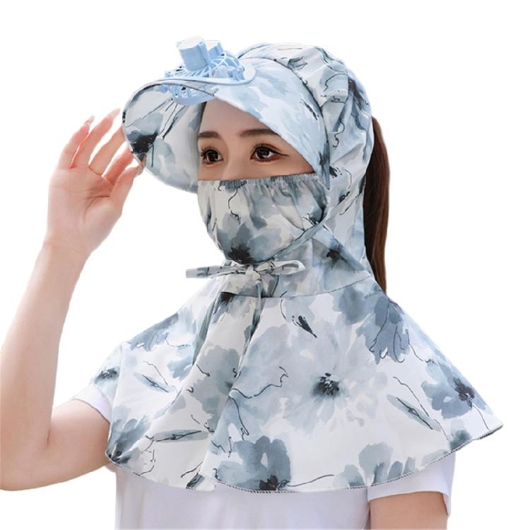 Summer Sun Hat with Fan for Women Girls Neck Flap Adjustable Hat Sunshades