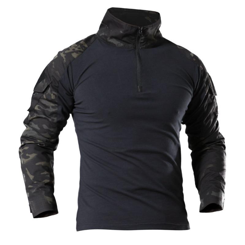 Outdoor Black Tactical Frog Suit for Male Military Fans Slim Quick-drying Long-sleeved Top as Training Uniform
