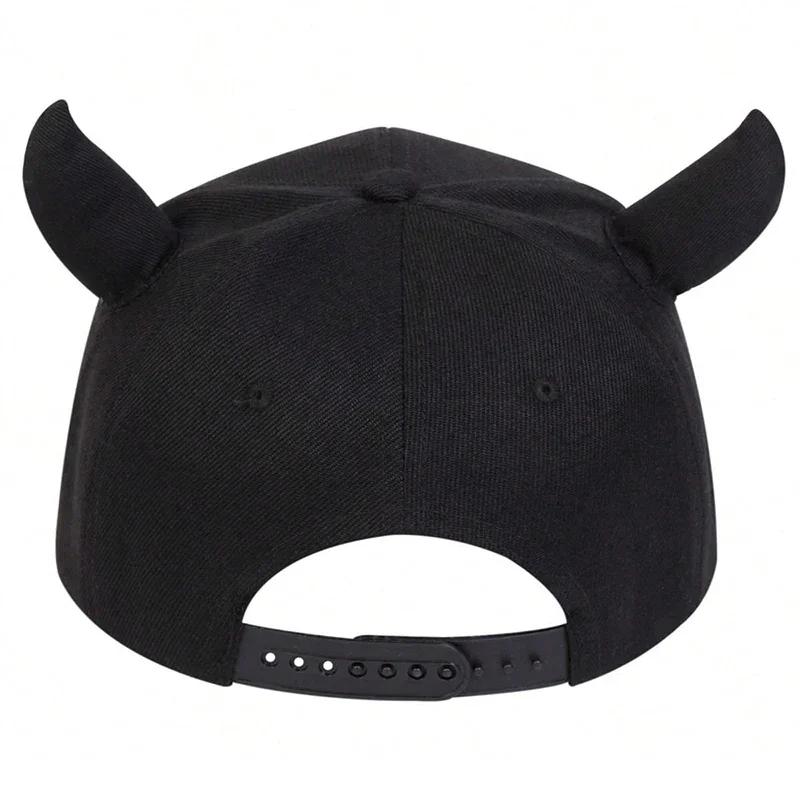 Unisex Smiling Face And Cow Horn Hip-hop Hats Spring Autumn Outdoor Adjustable Casual Baseball Caps Trucker Caps Sunscreen Hat