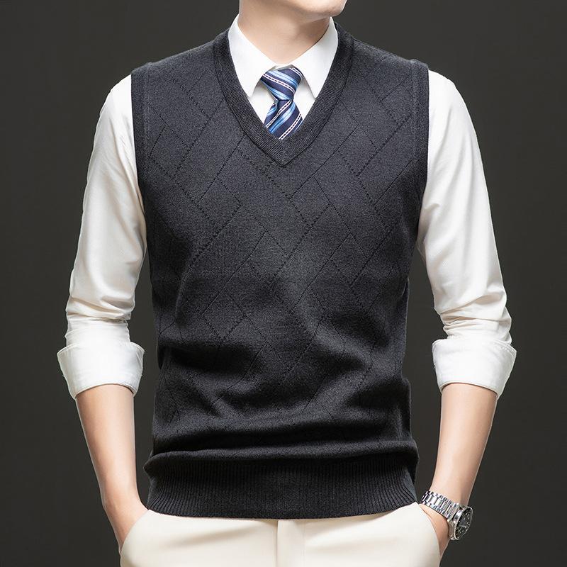 Men S Thick V Neck Sleeveless Knit Vest Winter Warm