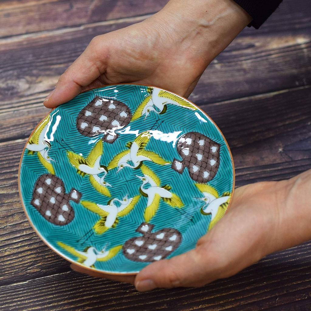 Waza No Kura Kutani Side Crane Karuta Japanese Made In Birthday Gift Plates, Stylish, Ware, Plates, Design, Brand, Tableware, Japan,