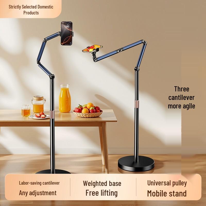 Professional Floor-Standing Phone & Tablet Holder for Live Broadcast and Overhead Shots