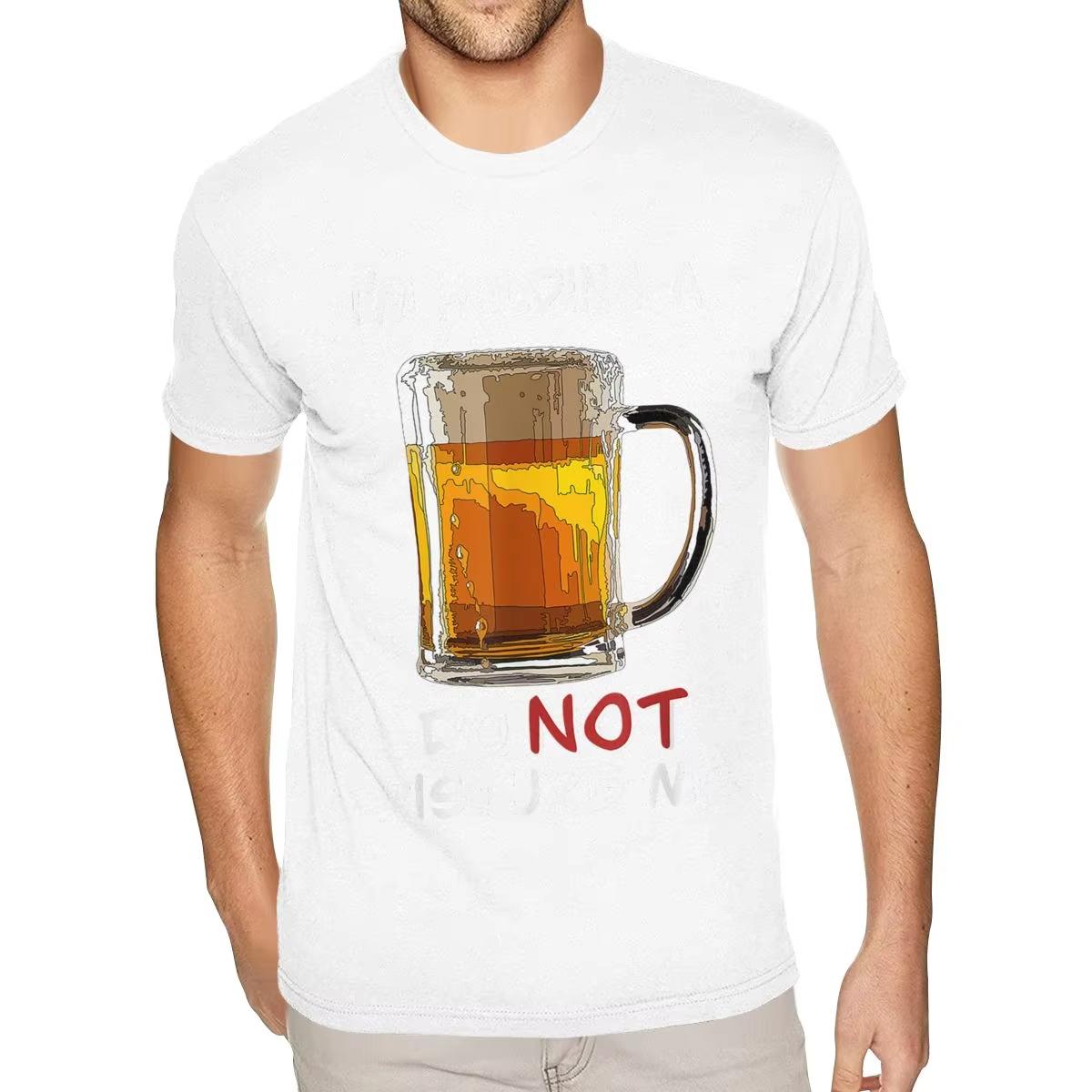 

Summer Men s Beer Letter Printed Round Neck T-shirt 100% Cotton Soft Loose Party Large Street Short Sleeve 4XL