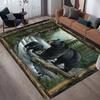 Creative Black Bear Pattern Area Rug - Rustic Animal Decorative Floor Mat for Living Room , Bedroom , Home Office , Non-Slip Mat