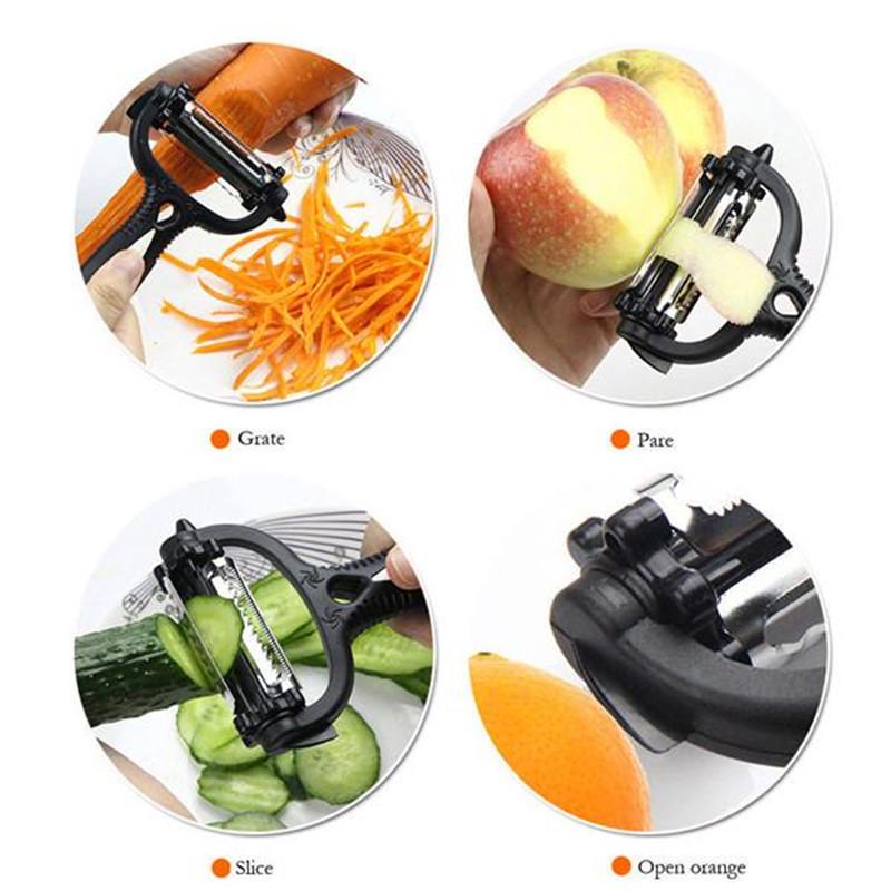 3 In1 Rotatable Vegetable Fruit 360 Degree Rotary Potato Peeler Cutter Planer Grater Kitchen Tools