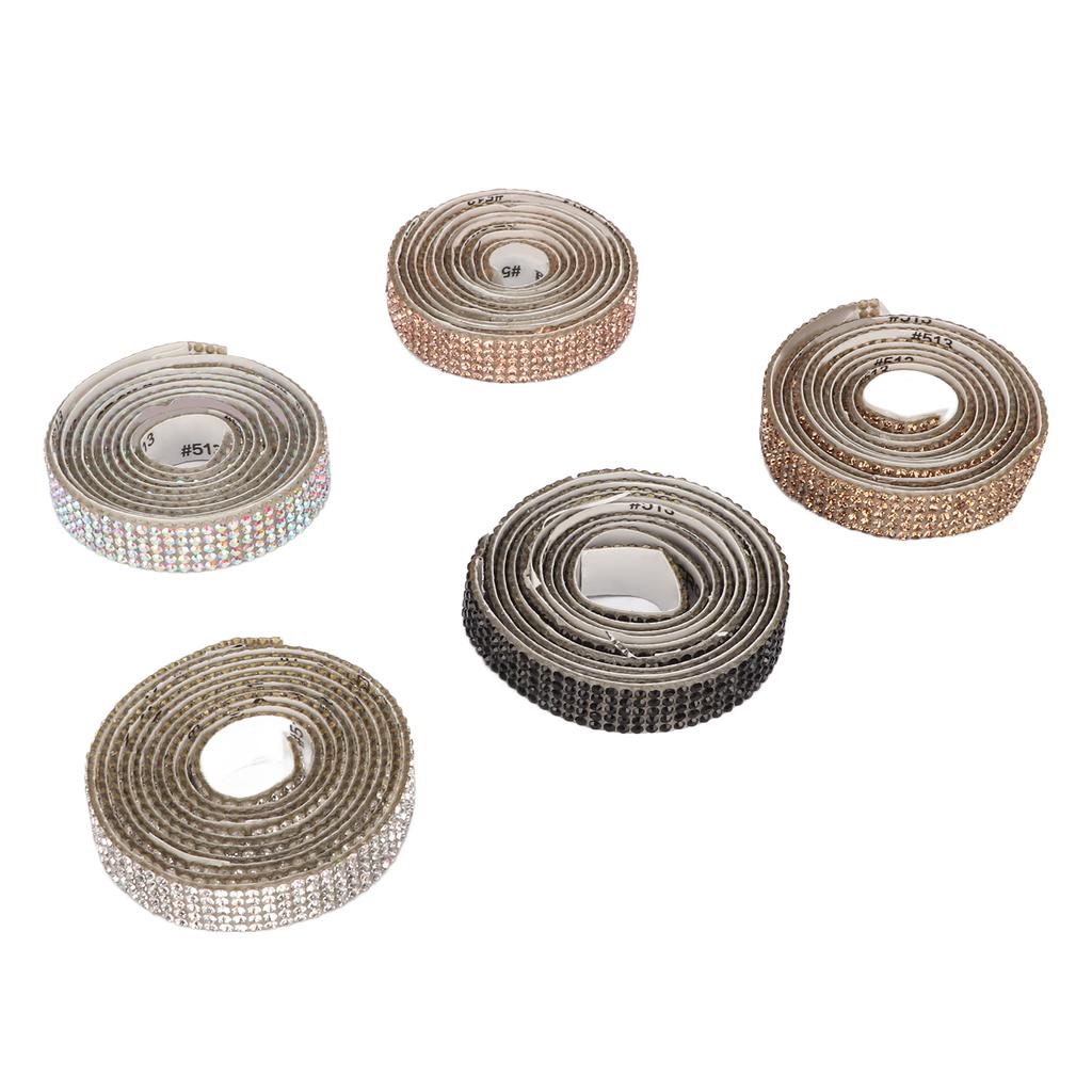 5 ks Samolepicích kamínkových proužků Celkem 5 yardů Šířka 1 cm Stříhatelná DIY kamínková stuha pro