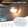 3-Piece Matte LED Smart Sensor Night Light, Motion Sensor, Battery Powered, Free Standing or Wall Mountable