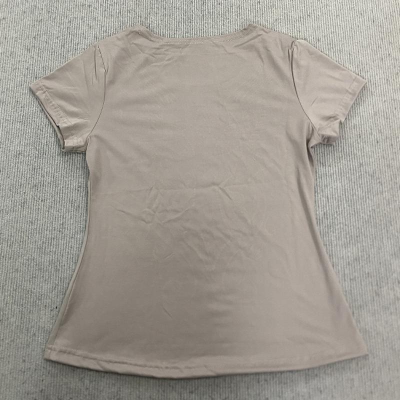 European and American Summer Gray Hot Stamping Diamond Print Temperament Slim Fit Gothic Y2K Women's T-shirt
