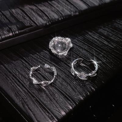 Personalized Moonstone Cold Wind Ring Niche Design Sense High Sense Temperament Cool Opening High Sense Female