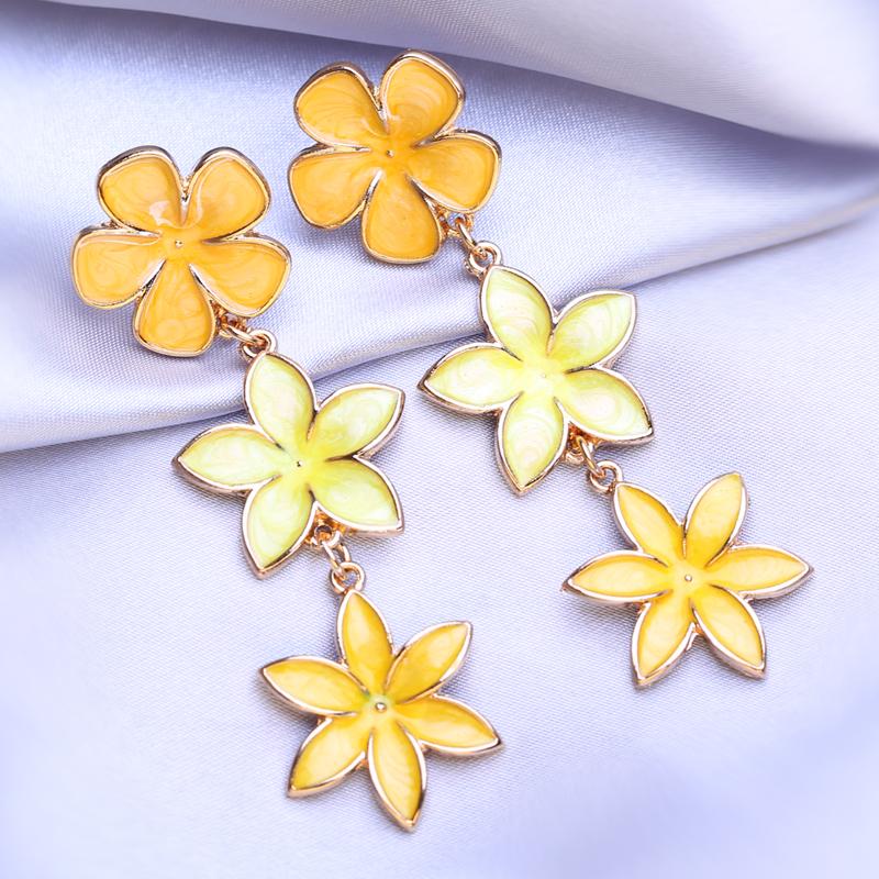 FEEYOO dlouhé náušnice pro ženy Design oblíbené módní květinové náušnice šperky