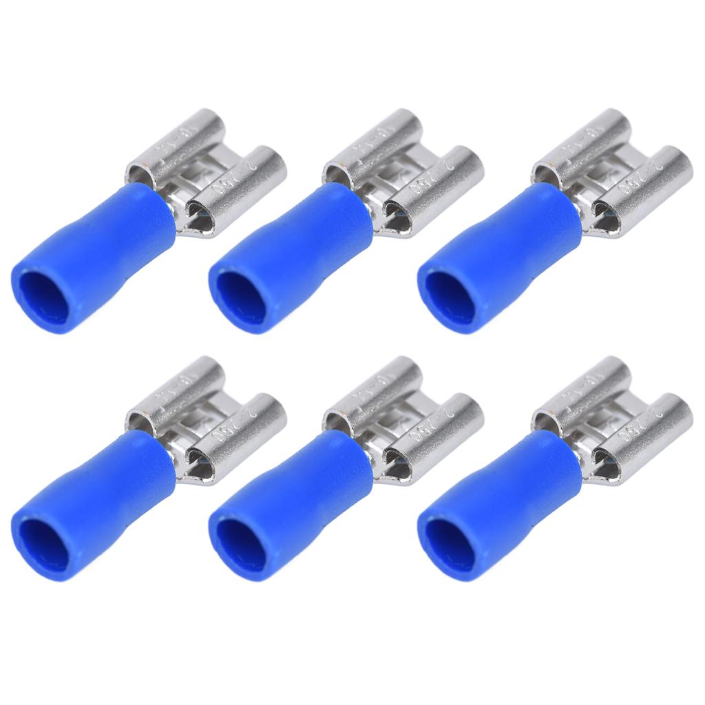 100PCS FDD2250 Spade Connector Conductivity Female Spade Connector with Insulating Shell for 1.52.5mm Cable(Blue )