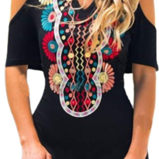 Tribal Dress Dress Bohemian Women Printed  V Neck Skirt for Dating