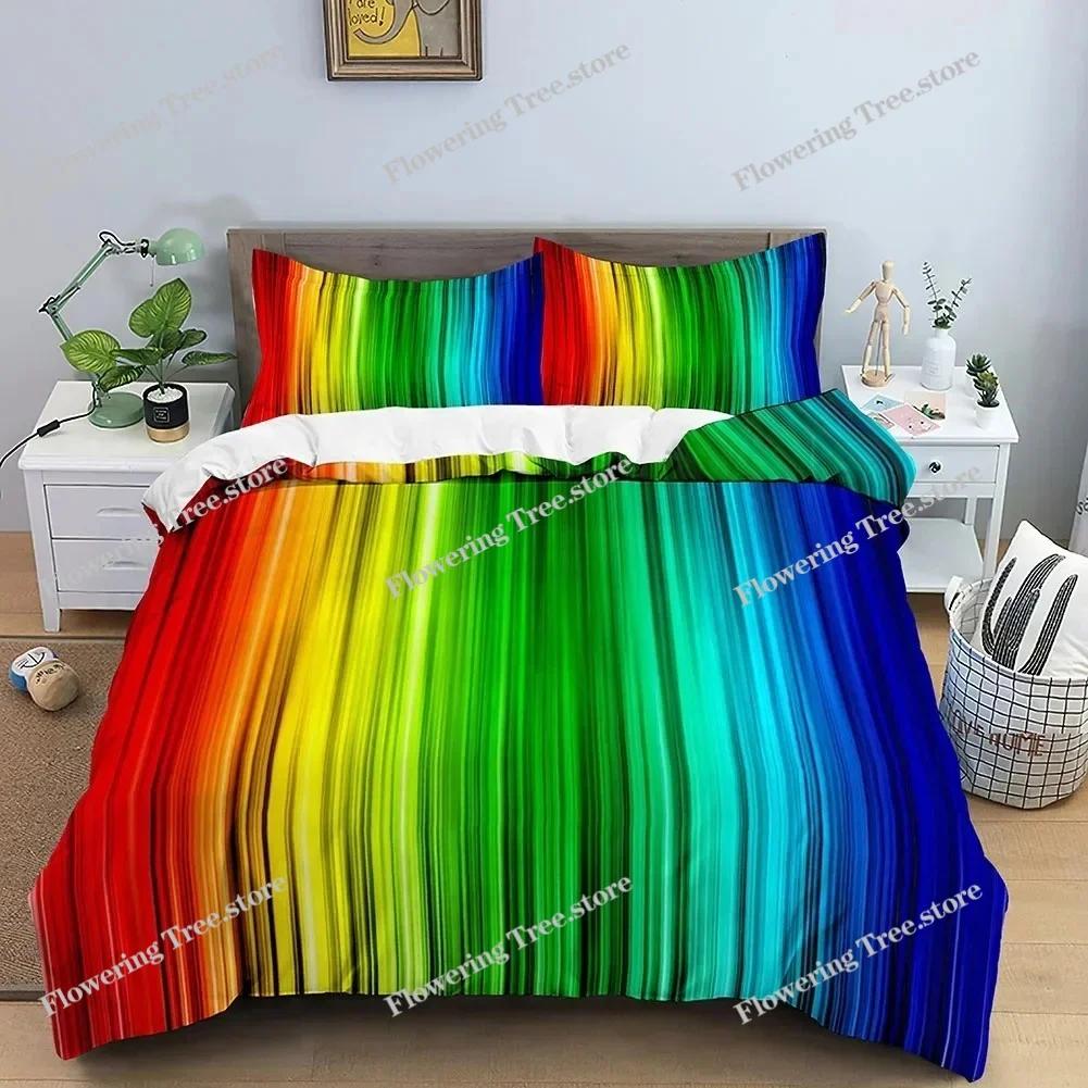 3D Duvet Cover Set Abstract Bedding Set Luxury Rainbow Swirl Quilt Cover With Zipper Closure Queen Size Comforter Cover